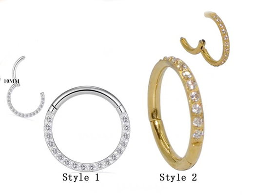 Eingehängte Goldclicker-Bandform des Segment-14K mit 16G pflastern Diamanten