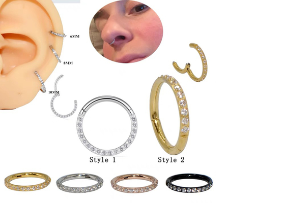 Eingehängte Goldclicker-Bandform des Segment-14K mit 16G pflastern Diamanten