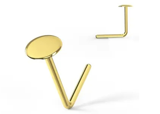 L formen Nasenpiercing-Knopf-Art des Gold18k für Frauen 6mm + 5mm Länge