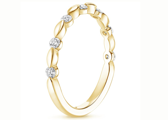 Kleinste des Diamant-14K gelbe Steingröße 7pcs 0.18ct Golddes ring-2mm