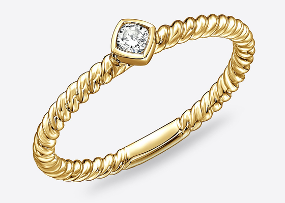 Quadratischer Scheidewand-Ring des gediegenen Golds des Diamant-14k, Band-Nasenloch-Ring 1.0mm×10mm
