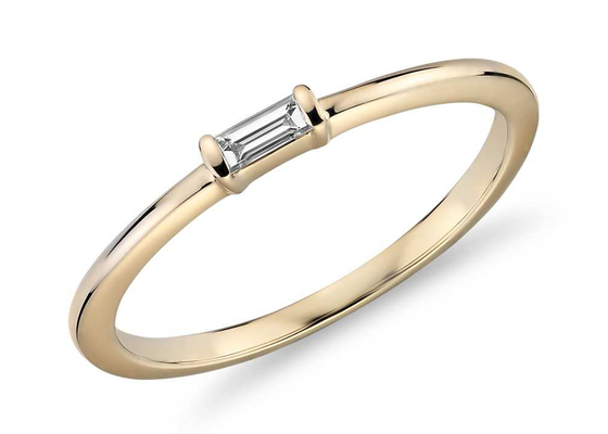 Des Stangenbrot-Schnitt-9K Krappenfassungs-Art Golddes ring-2.0×4.0MM des Gewichts-0.11ct