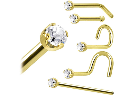 ODM 18k Rose Gold Nose Ring, natürlicher Diamant Nasenpiercing-Pin Withs 1.5-2.5mm
