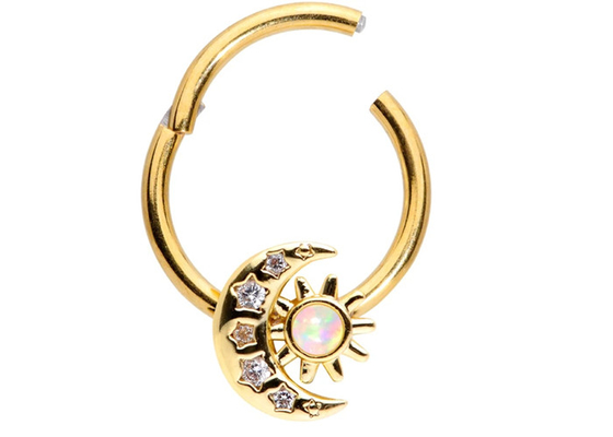 Fester Nasenpiercing-Mond Sun des Gold18k formen mit natürlichem ODM Diamanten 0.06ct SI2