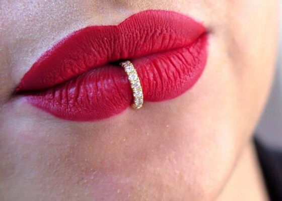 Diamanten 0.1ct Tragus-durchbohrender Ring, Weißgold-Nase Ring Inner Dia 8-15mm