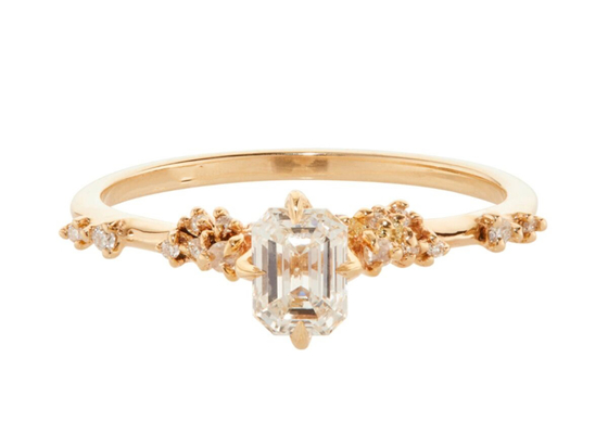 Mode Emerald Cut Diamond Ring, Stein Greifer-Satz-Verpflichtungs-Ring Withs 6×8mm