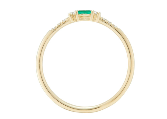 4×6mm Stangenbrot schnitt Emerald Ring, 14k gelbes Gold Emerald Ring Fashion Style