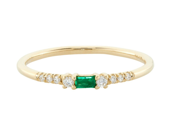 4×6mm Stangenbrot schnitt Emerald Ring, 14k gelbes Gold Emerald Ring Fashion Style