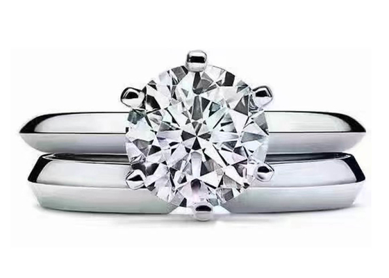 Weißgold-Verpflichtung Ring Setting des 5mm Rundschnitt-18k mit Diamanten 8pcs ODM