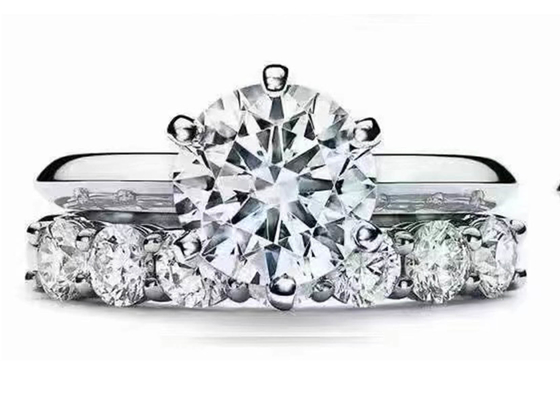Weißgold-Verpflichtung Ring Setting des 5mm Rundschnitt-18k mit Diamanten 8pcs ODM