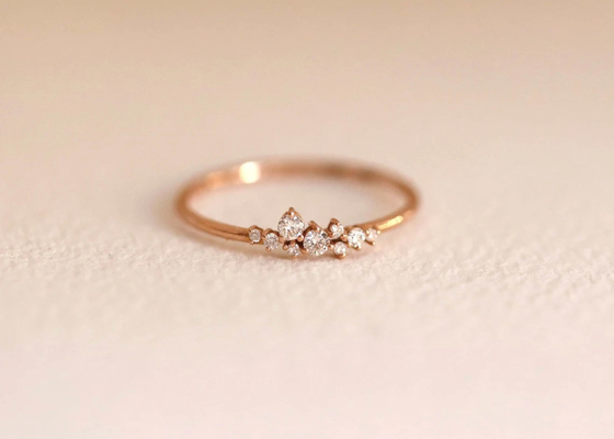 Festes 14K wirkliches Diamond Jewellery Ring Brilliant Cut ODM für Jahrestag