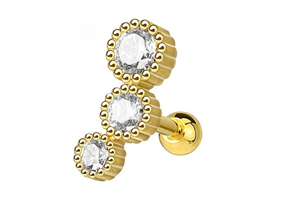 Sterile Goldkörperpiercing-Schmuck-Ohrringe für Knorpel Tragus-Durchmesser 3×3mm ODM