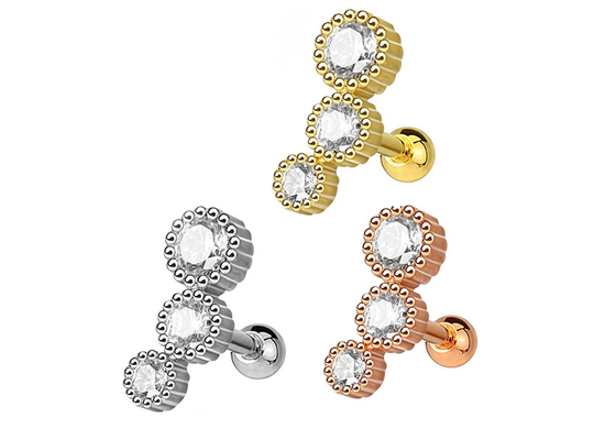 Sterile Goldkörperpiercing-Schmuck-Ohrringe für Knorpel Tragus-Durchmesser 3×3mm ODM