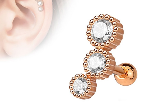 Sterile Goldkörperpiercing-Schmuck-Ohrringe für Knorpel Tragus-Durchmesser 3×3mm ODM