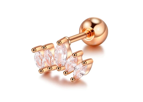 Krone 16g formen Länge der Goldkörperpiercing-Schmuck-Ohrring-6mm mit Mq-Diamanten