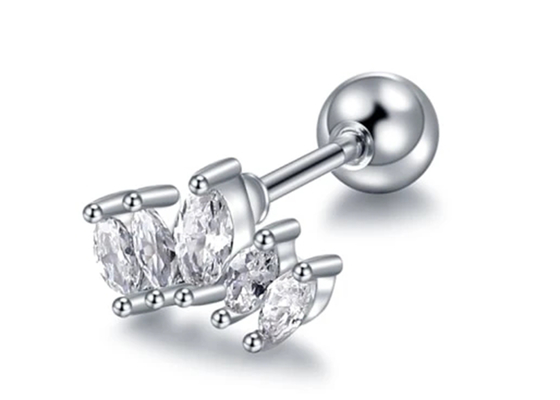 Krone 16g formen Länge der Goldkörperpiercing-Schmuck-Ohrring-6mm mit Mq-Diamanten