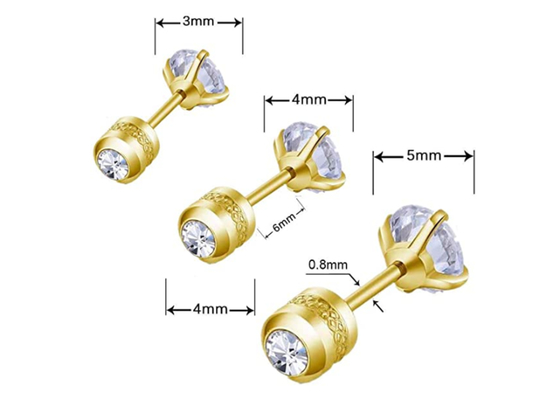 Hypoallergenic Flachrücken-Bolzen-Ohrringe des Gold14k mit 2mm 4mm kleinem rundem Diamanten
