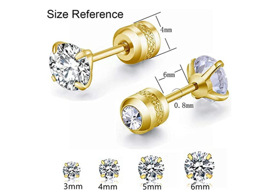 Hypoallergenic Flachrücken-Bolzen-Ohrringe des Gold14k mit 2mm 4mm kleinem rundem Diamanten