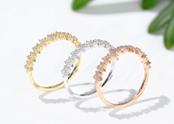 Stern Diamond Ring, Verpflichtung Ring For Women Girl des Gold0.54ct 1.3mm Gold18k