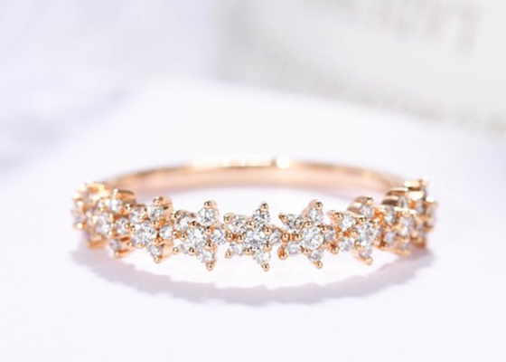 Stern Diamond Ring, Verpflichtung Ring For Women Girl des Gold0.54ct 1.3mm Gold18k