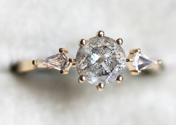0.8ct Labor gewachsener Diamond Engagement Rings, Ehering ODM-Soem des Gold9k