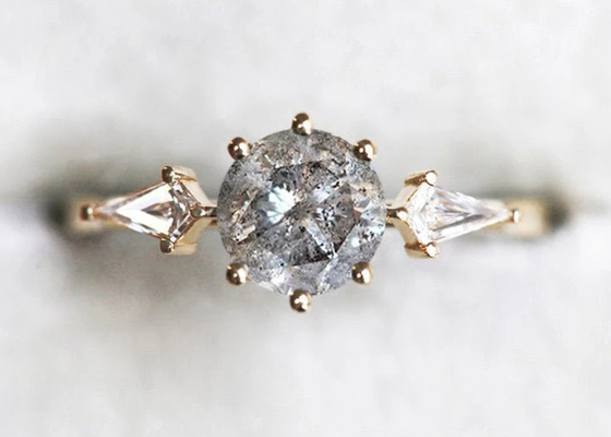 0.8ct Labor gewachsener Diamond Engagement Rings, Ehering ODM-Soem des Gold9k
