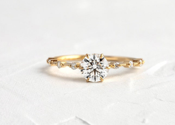1.0ct Moissanite Diamond Rings, Rundschnitt Verlobungsringe 6.5MM ODM