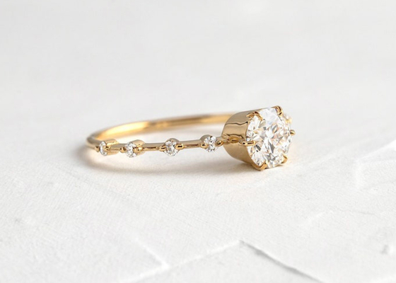 1.0ct Moissanite Diamond Rings, Rundschnitt Verlobungsringe 6.5MM ODM