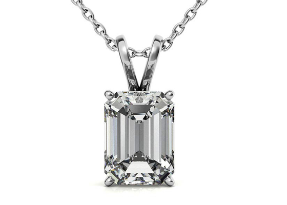 Halsketten-Durchmessers 7×5mm 1.05ct Emerald Cut 14k Goldzargenfassungs-Art