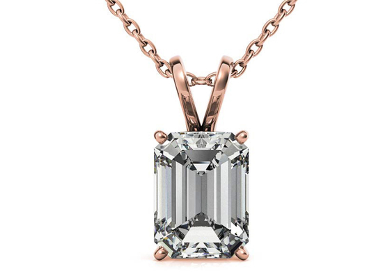 Halsketten-Durchmessers 7×5mm 1.05ct Emerald Cut 14k Goldzargenfassungs-Art