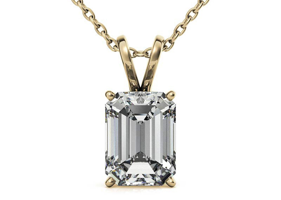 Halsketten-Durchmessers 7×5mm 1.05ct Emerald Cut 14k Goldzargenfassungs-Art