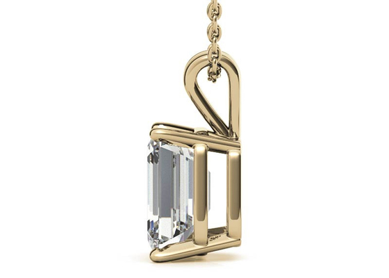 Halsketten-Durchmessers 7×5mm 1.05ct Emerald Cut 14k Goldzargenfassungs-Art