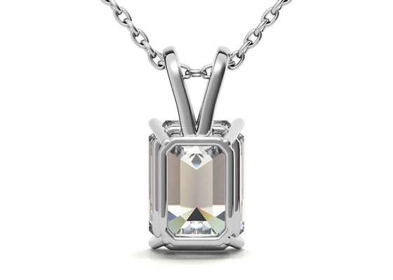 Halsketten-Durchmessers 7×5mm 1.05ct Emerald Cut 14k Goldzargenfassungs-Art