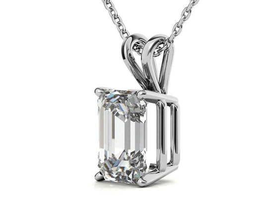 Halsketten-Durchmessers 7×5mm 1.05ct Emerald Cut 14k Goldzargenfassungs-Art