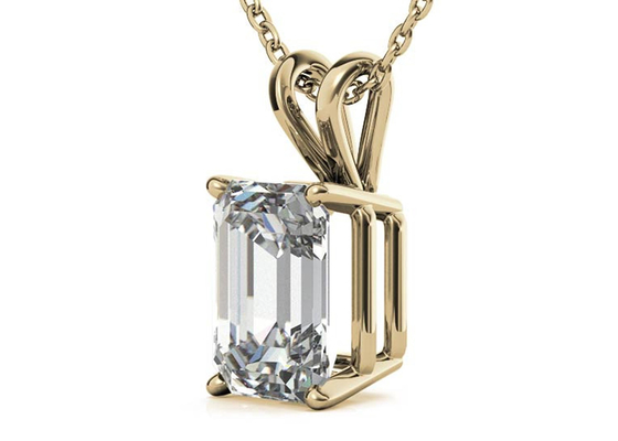 Halsketten-Durchmessers 7×5mm 1.05ct Emerald Cut 14k Goldzargenfassungs-Art