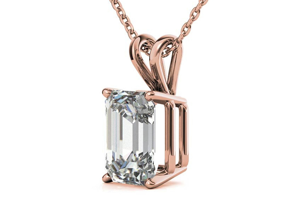 Halsketten-Durchmessers 7×5mm 1.05ct Emerald Cut 14k Goldzargenfassungs-Art