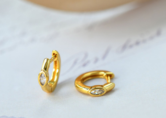 Goldohrring-Marquise Cut Inners 8.5mm Oouter 11.5mm Huggie-Band-9K Maß