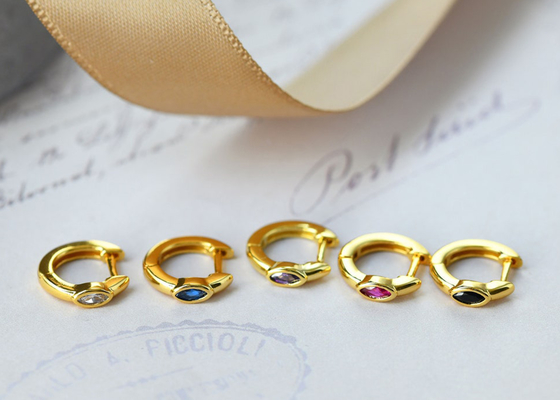 Goldohrring-Marquise Cut Inners 8.5mm Oouter 11.5mm Huggie-Band-9K Maß