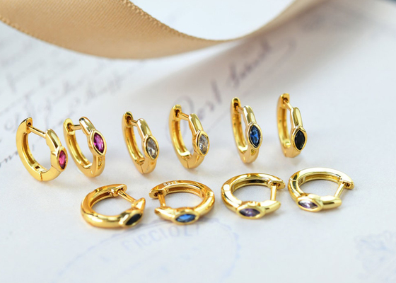Goldohrring-Marquise Cut Inners 8.5mm Oouter 11.5mm Huggie-Band-9K Maß