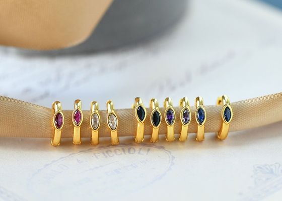 Goldohrring-Marquise Cut Inners 8.5mm Oouter 11.5mm Huggie-Band-9K Maß