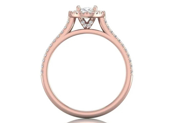 Ovalgeschnittenes 18K Rose Gold Ring, 0.50Ct Diamond Engagement Ring 6.37x4.46x2.79mm