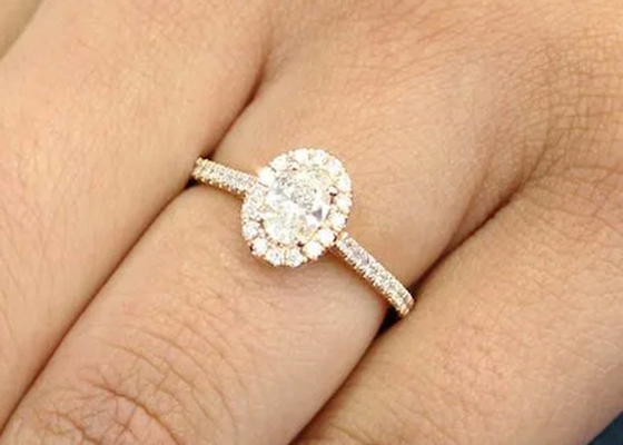 Ovalgeschnittenes 18K Rose Gold Ring, 0.50Ct Diamond Engagement Ring 6.37x4.46x2.79mm
