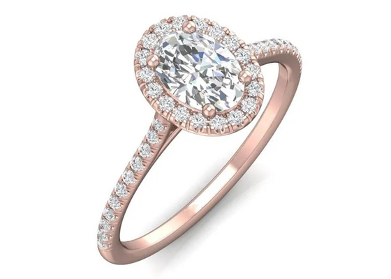 Ovalgeschnittenes 18K Rose Gold Ring, 0.50Ct Diamond Engagement Ring 6.37x4.46x2.79mm