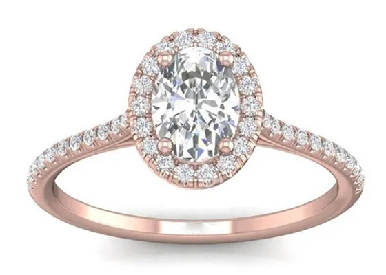 Ovalgeschnittenes 18K Rose Gold Ring, 0.50Ct Diamond Engagement Ring 6.37x4.46x2.79mm