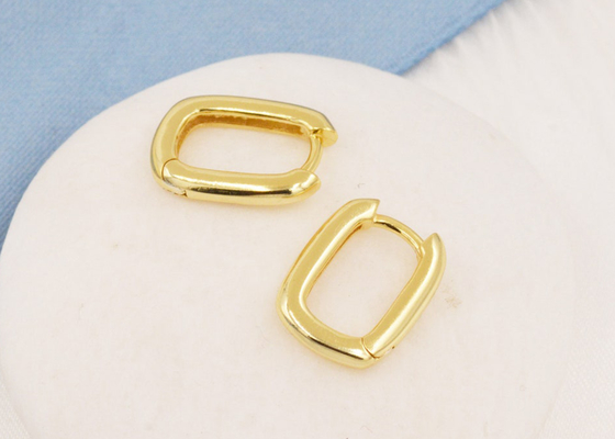 Ovale des Band-9K Stärke Goldder ohrring-2mm mit 6x10mm innerem Durchmesser