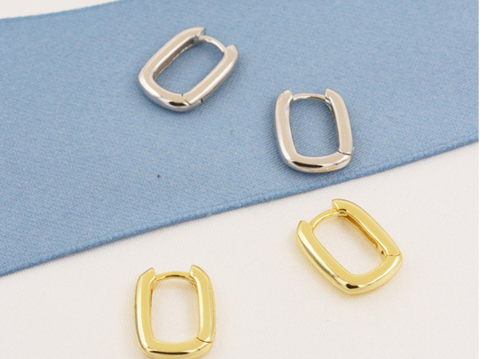 Ovale des Band-9K Stärke Goldder ohrring-2mm mit 6x10mm innerem Durchmesser