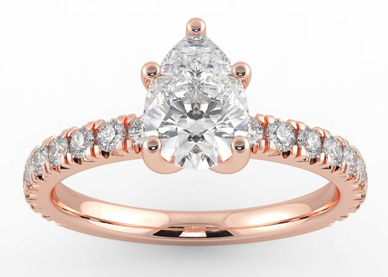 ODM Zertifikat Wedding18K Rose Gold Ring Pear Cut 0.80ct DGC