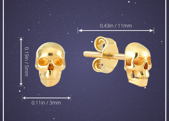 Zinken-Hand der Jahrestags-Goldschädel-Ohrring-3×5MM, die Art ODM einstellt
