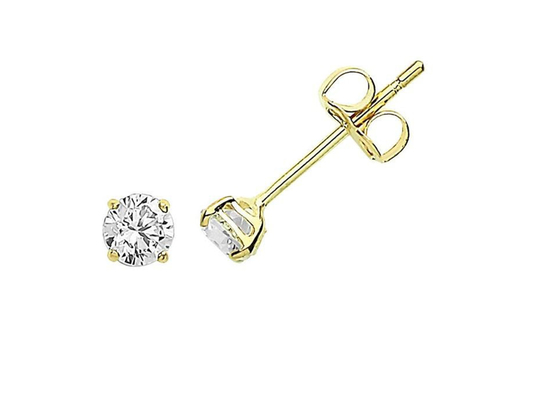 Patience-Ohrringe 9ct 9K Gold, Patience Diamond Stud 3mm 4mm 5mm