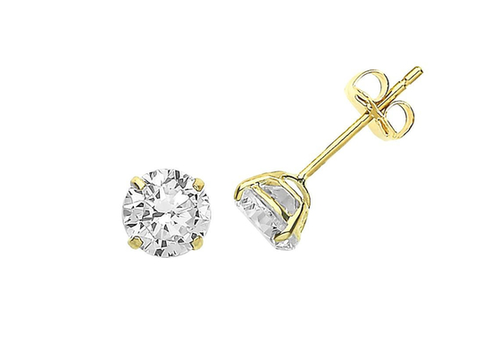 Patience-Ohrringe 9ct 9K Gold, Patience Diamond Stud 3mm 4mm 5mm